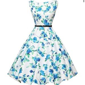 Sleeveless Vintage Tea Dress with belt